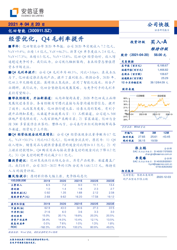 经营优化，Q4毛利率提升