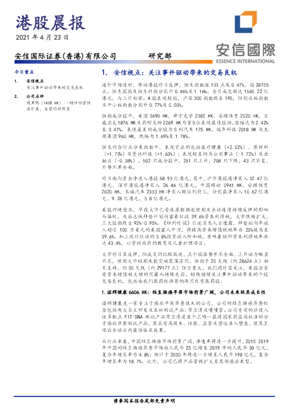 安信国际港股晨报