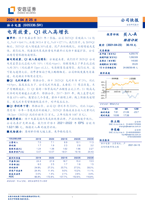 电商放量，Q1收入高增长