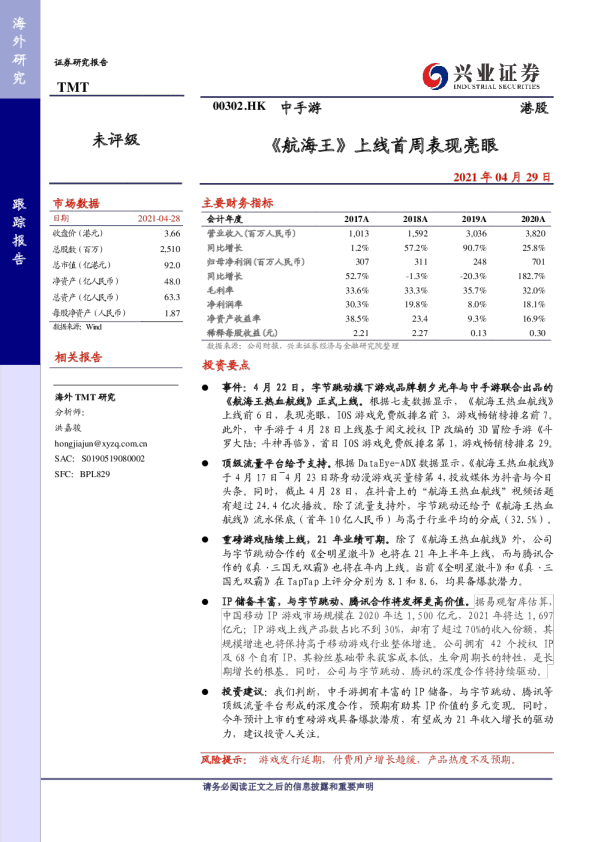 《航海王》上线首周表现亮眼