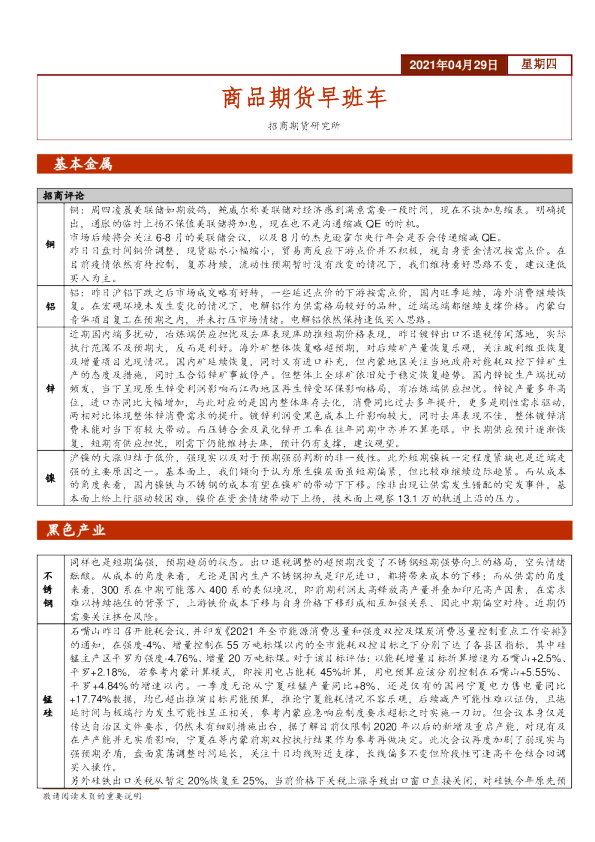 商品期货早班车