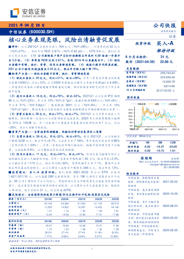 核心业务表现亮眼，风险出清融资促发展