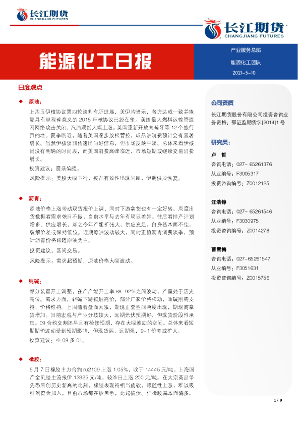 能源化工日报