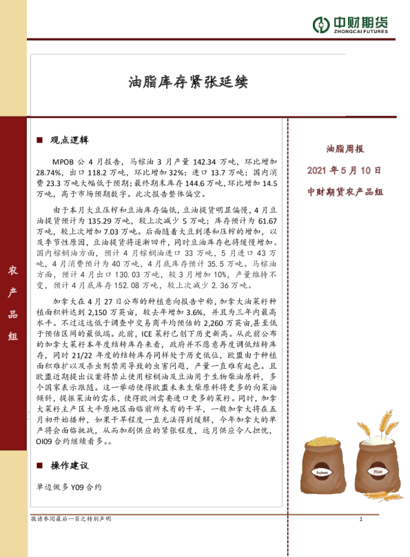油脂周报：油脂库存紧张延续