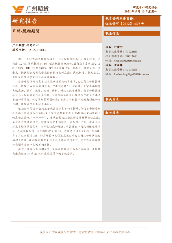股指期货日评