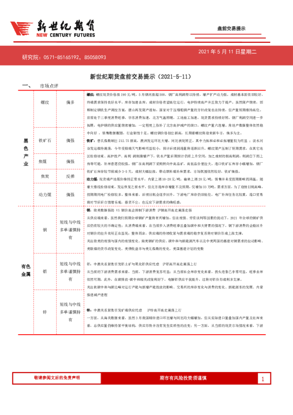 盘前交易提示