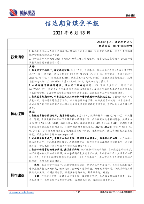 煤焦早报