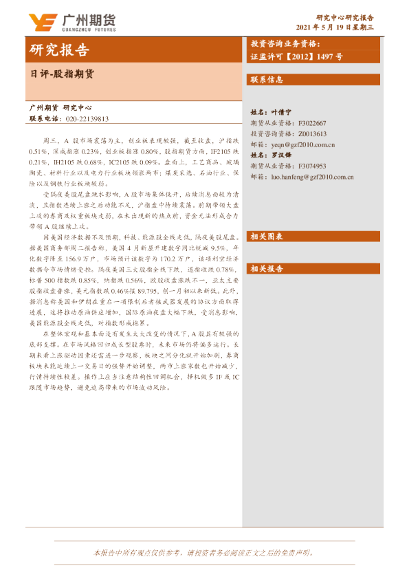 股指期货日评