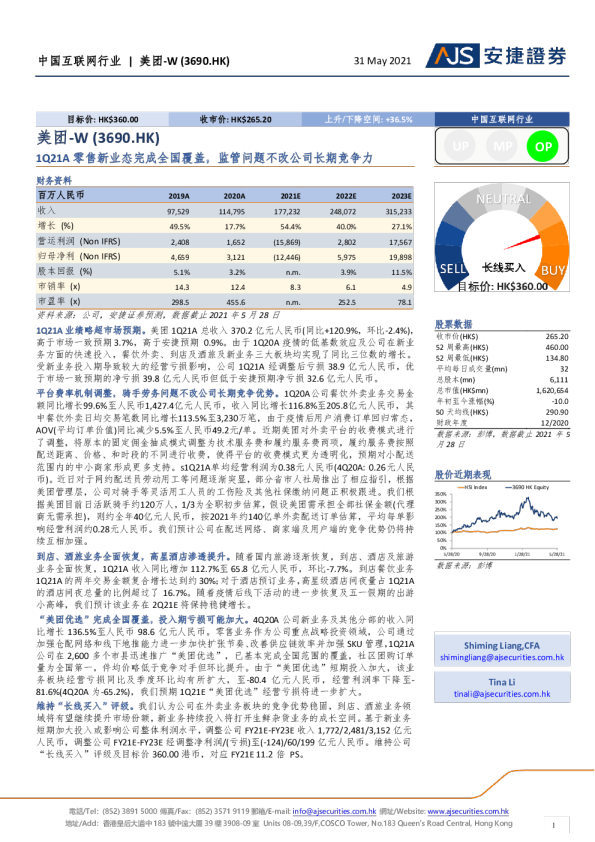 1Q21A零售新业态完成全国覆盖，监管问题不改公司长期竞争力