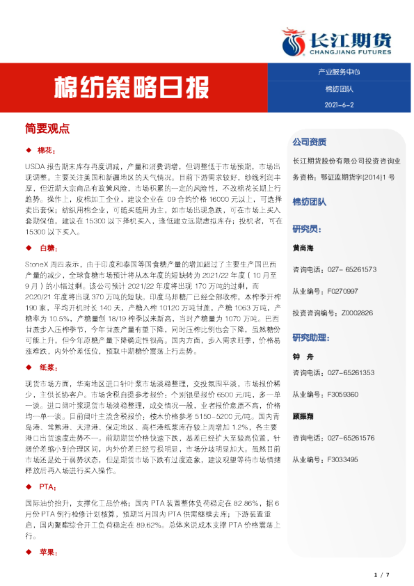 棉纺策略日报