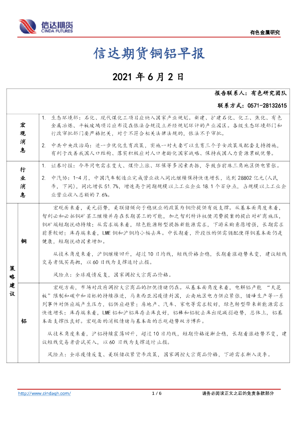 信达期货-铜铝早报-210602