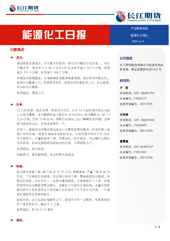 能源化工日报