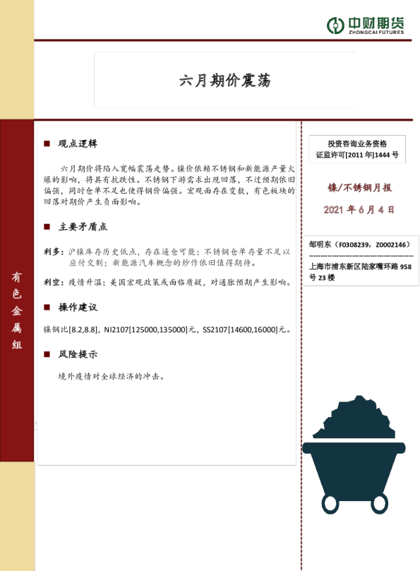 镍/不锈钢月报：六月期价震荡