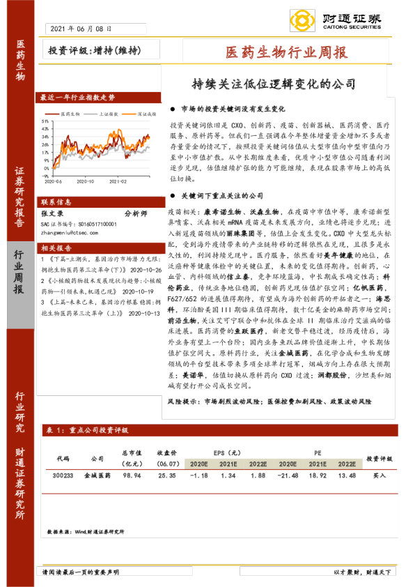医药生物行业周报：持续关注低位逻辑变化的公司
