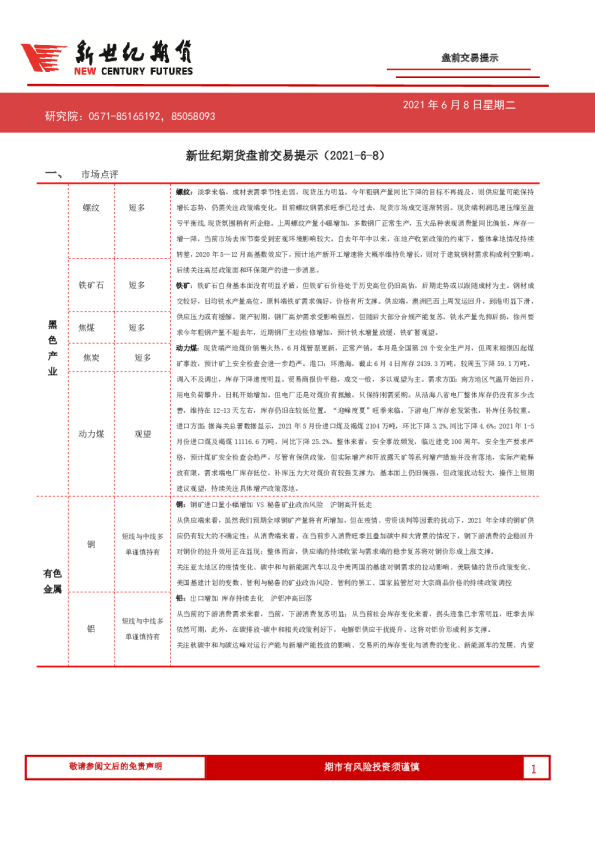 盘前交易提示