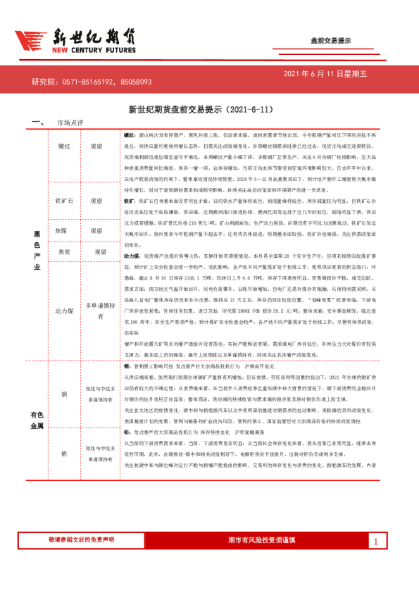 盘前交易提示