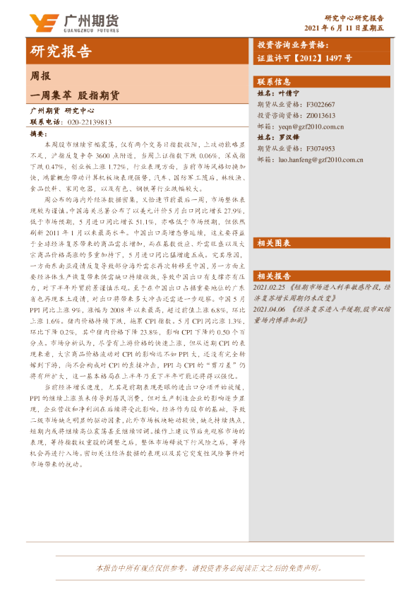 一周集萃 股指期货