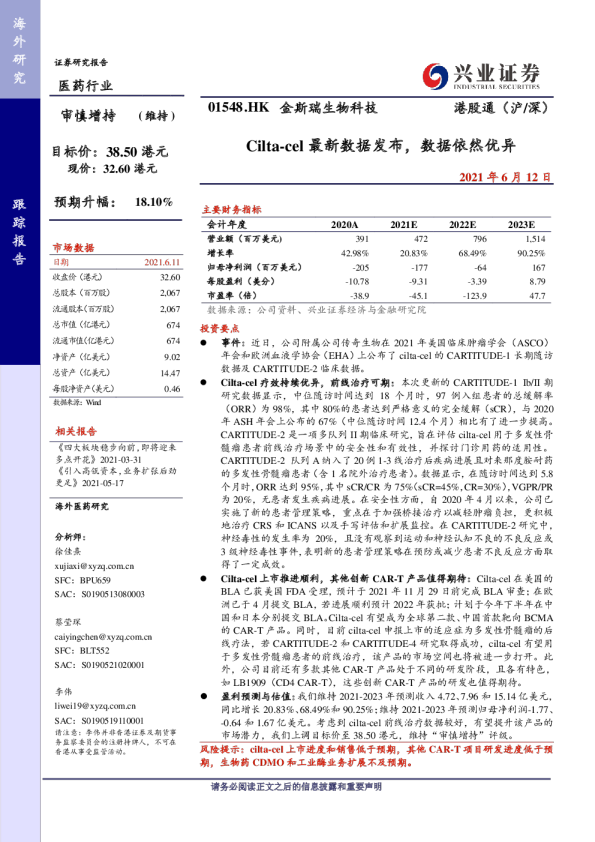 Cilta-cel最新数据发布，数据依然优异
