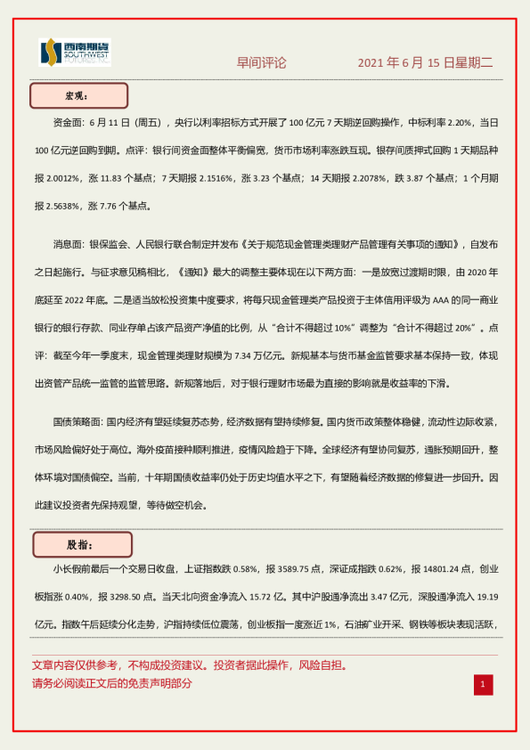 早间评论
