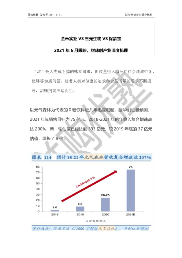 金禾实业VS三元生物VS保龄宝：2021年6月跟踪，甜味剂产业深度梳理