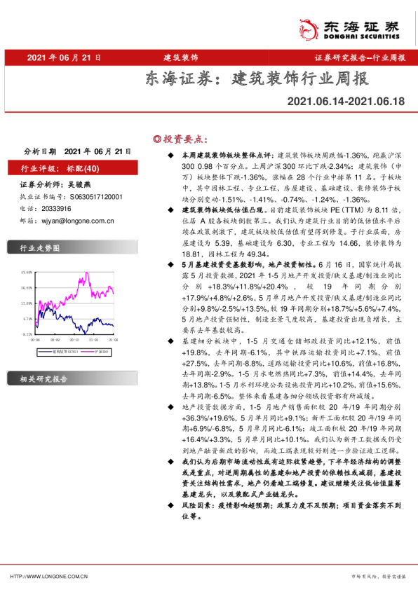建筑装饰行业周报