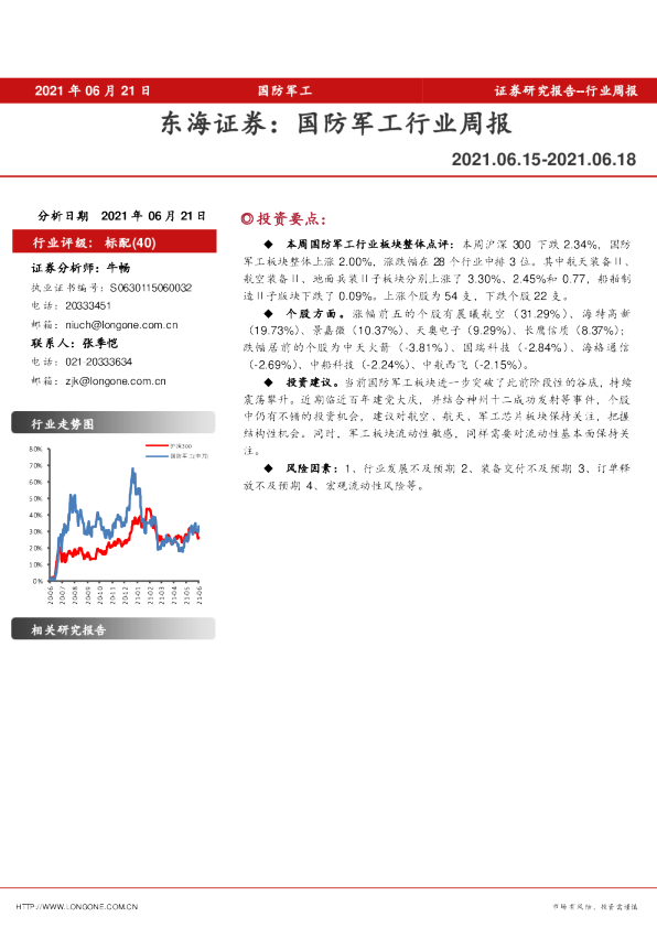 国防军工行业周报