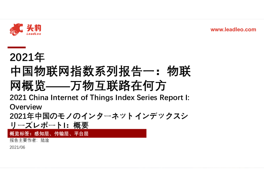 2021年中国物联网指数系列报告一：物联网概览——万物互联路在何方
