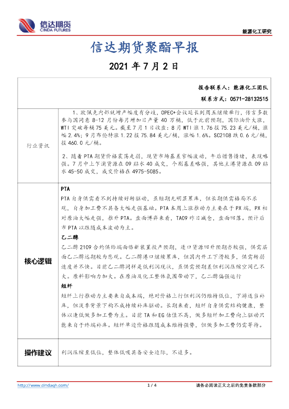 聚酯早报