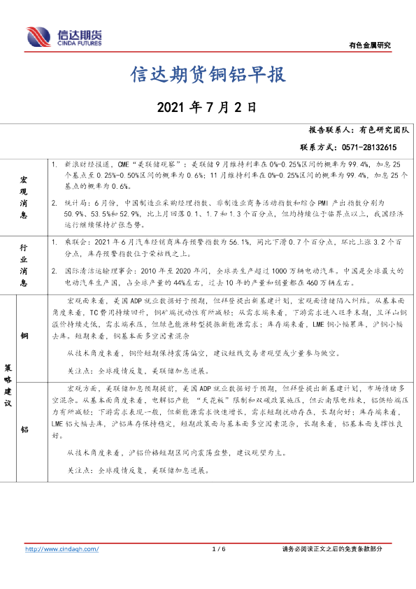 铜铝早报