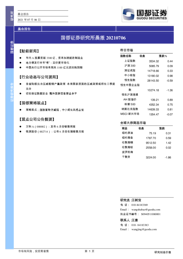 研究所晨报