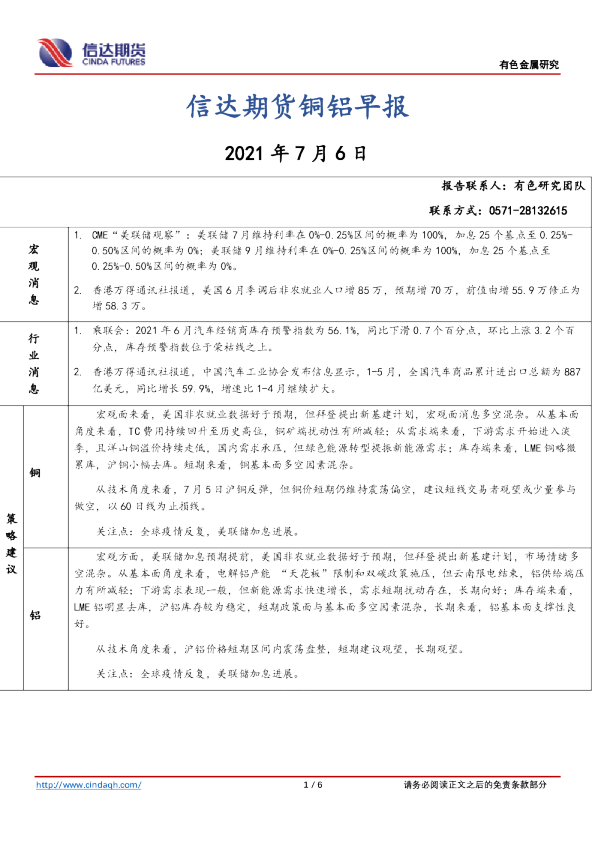 信达期货铜铝早报