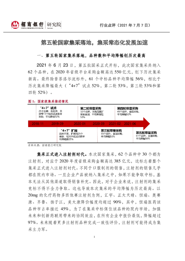 第五轮国家集采落地，集采常态化发展加速