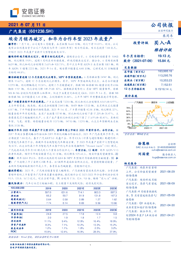 埃安月销再破万，和华为合作车型2023年底量产