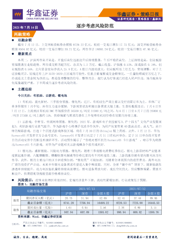 策略日报：逐步考虑风险防范
