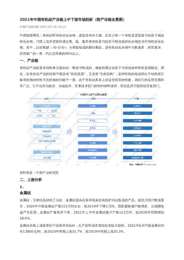 2021年中国有机硅产业链上中下游市场剖析（附产业链全景图）
