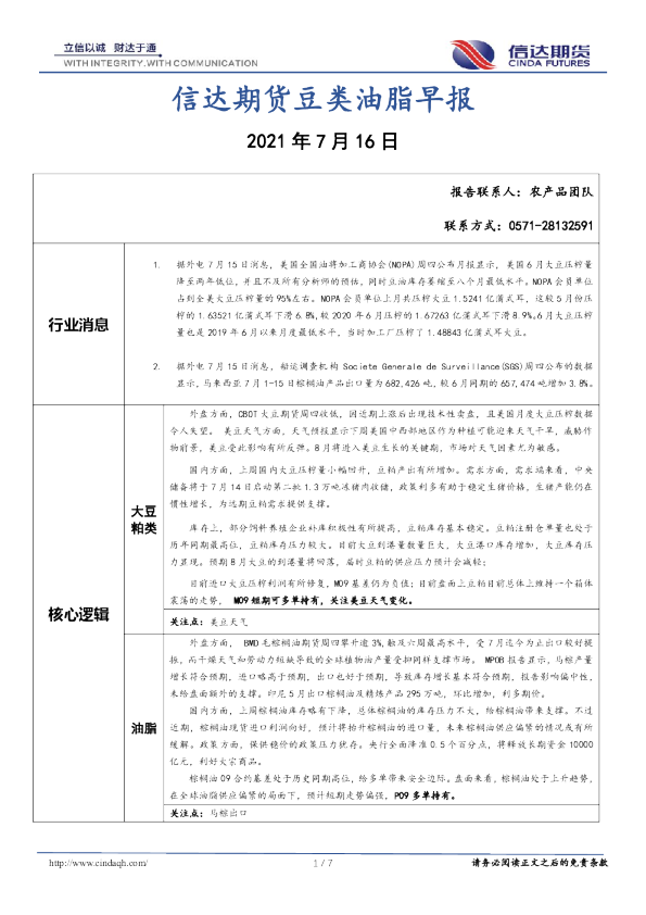 豆类油脂早报