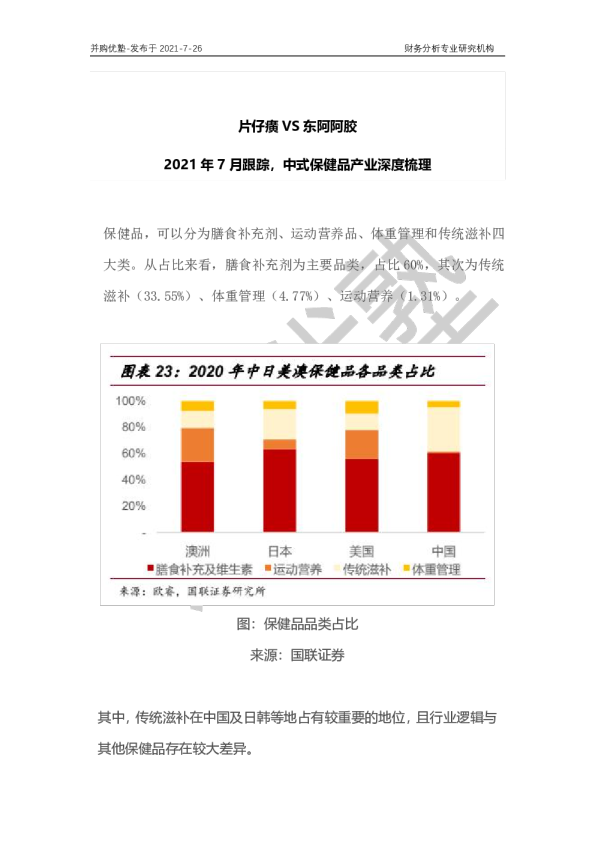 2021年7月跟踪，中式保健品产业深度梳理：片仔癀VS东阿阿胶