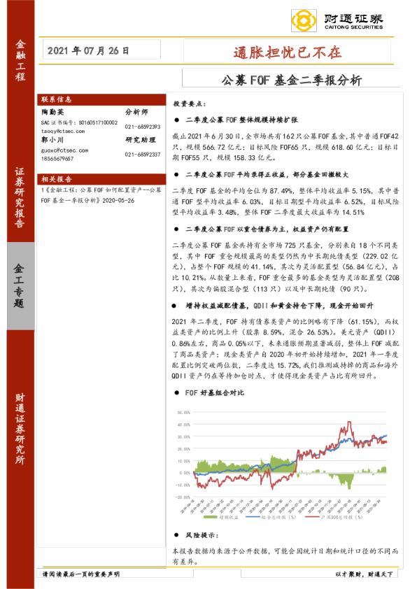 公募FOF基金二季报分析：通胀担忧已不在