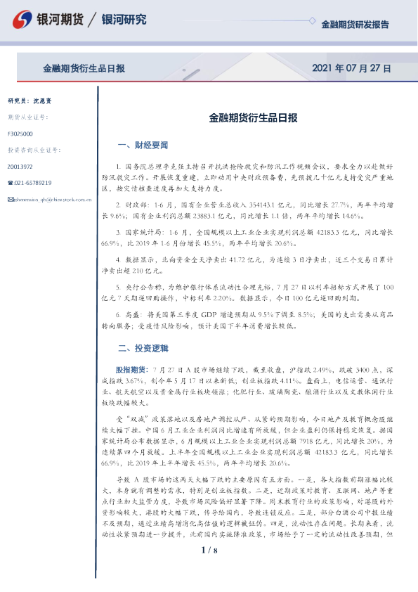 金融期货衍生品日报