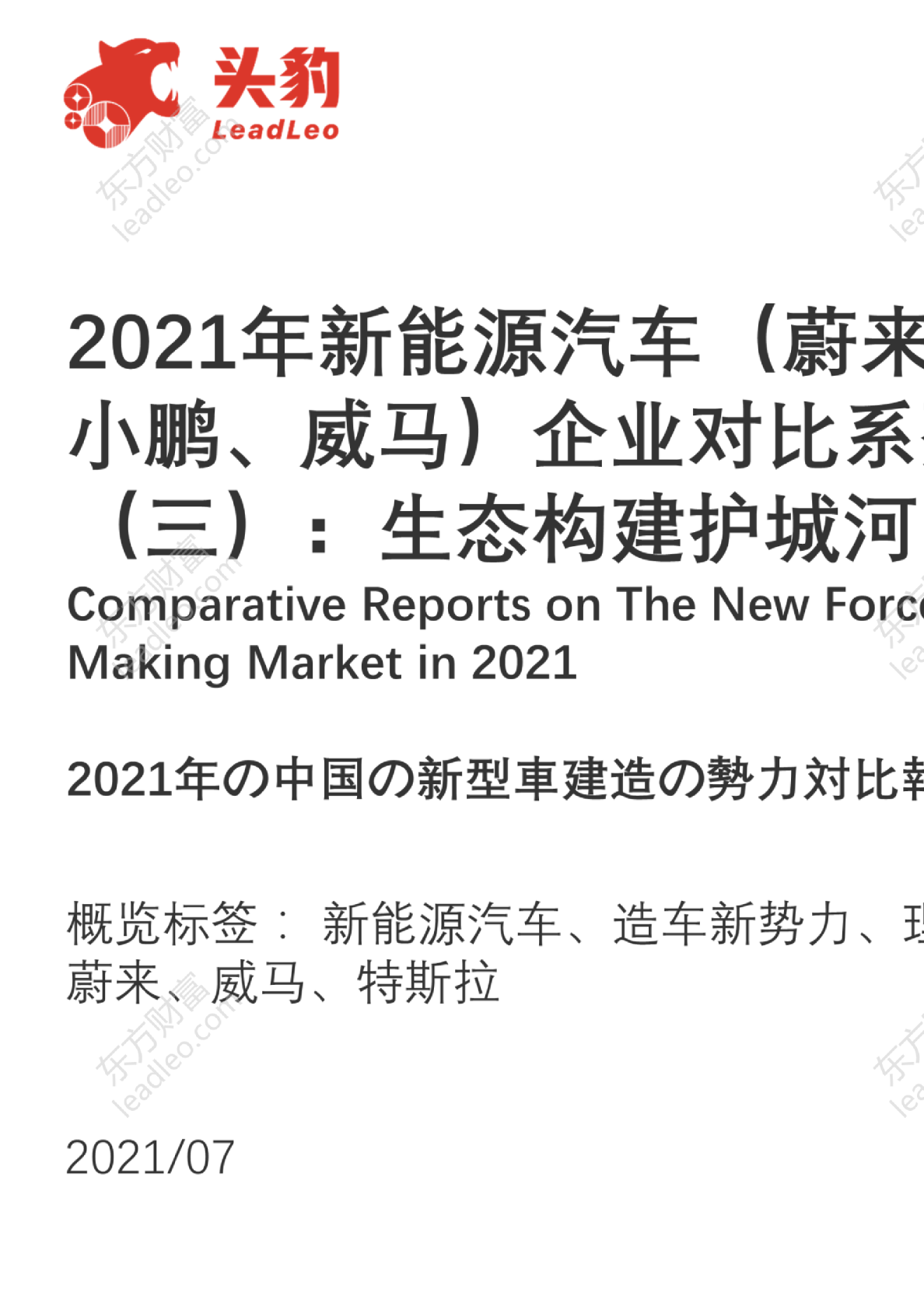 2021年新能源汽车（蔚来、理想、小鹏、威马）企业对比系列报告（三）：生态构建护城河