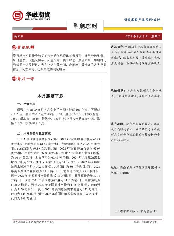本月震荡下跌