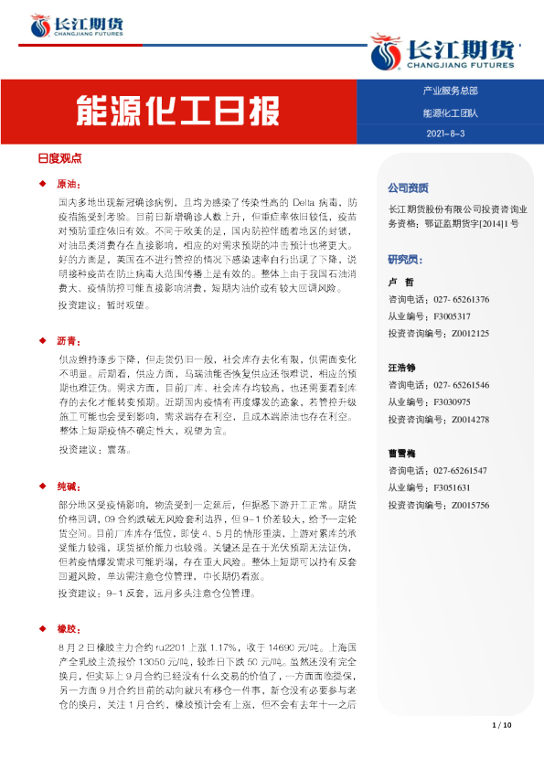 能源化工日报