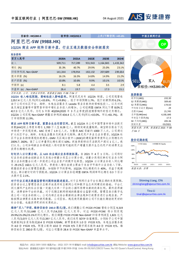 1Q22A商业APP矩阵日渐丰盈，行业互通及数据安全积极落实