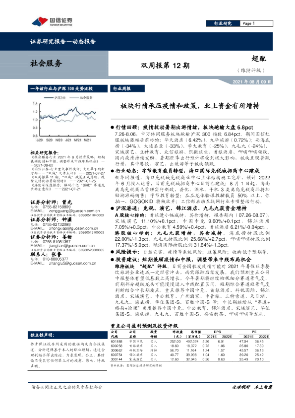 双周报：板块行情承压疫情和政策，北上资金有所增持