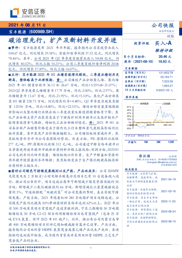 碳治理先行，扩产及新材料开发并进 