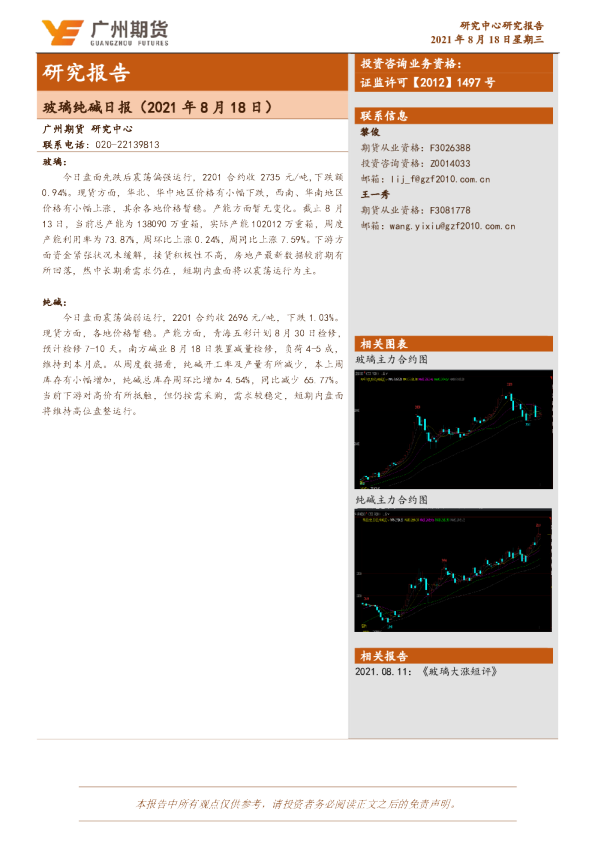 玻璃纯碱日报