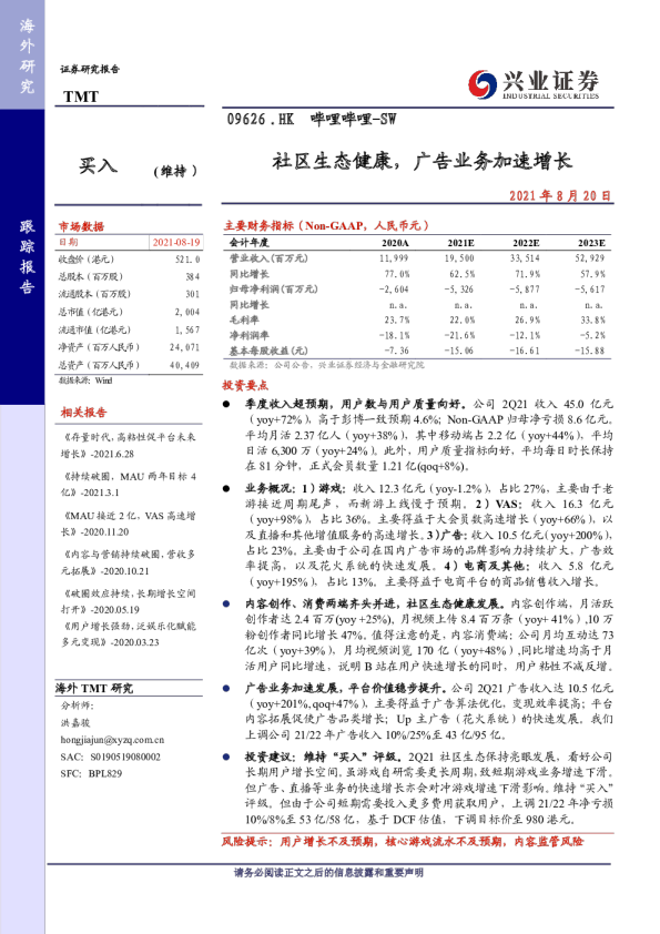 社区生态健康，广告业务加速增长