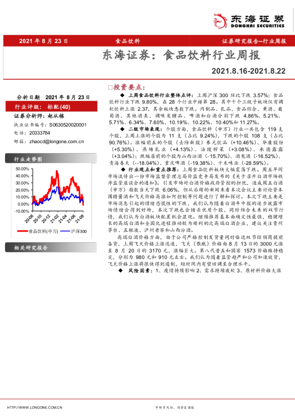 食品饮料行业周报
