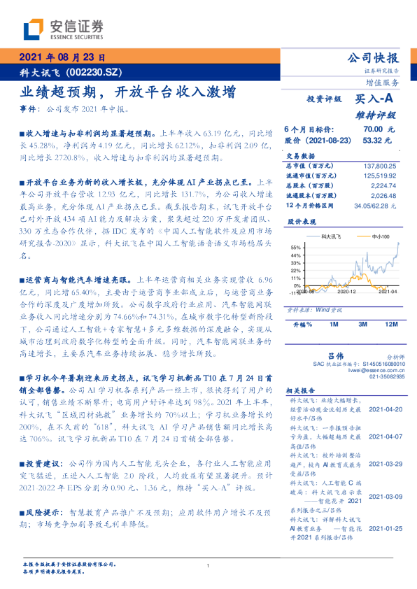 业绩超预期，开放平台收入激增