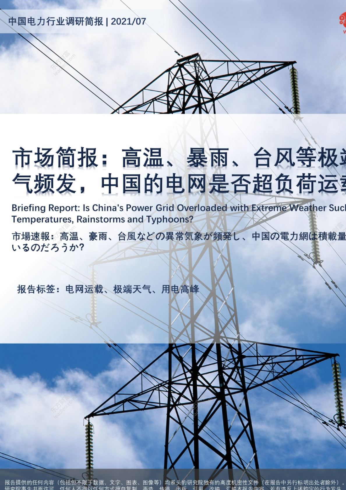中国电力行业调研简报：市场简报：高温、暴雨、台风等极端天气频发，中国的电网是否超负荷运载？